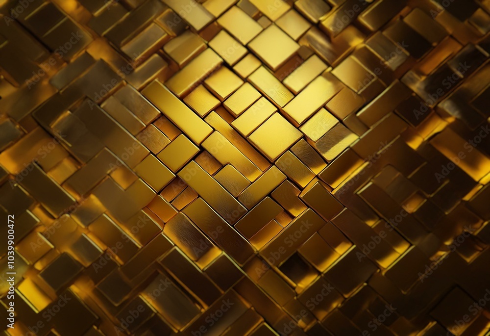 Aufkleber Gold bars stacked in a repeating pattern, creating a textured and shimmering background.