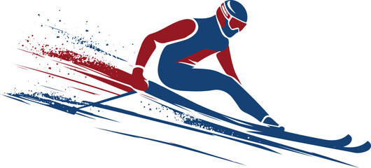 Alpine Skiing Winter Olympics Icon &mdash; Dynamic Slalom Race Silhouette