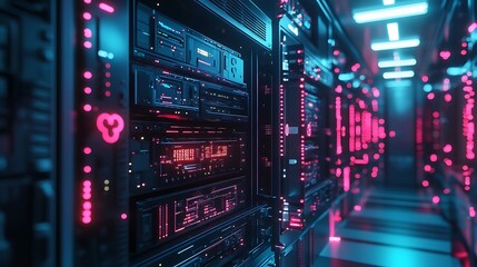 Fototapeta premium Cutting-edge cybersecurity solutions safeguarding modern computer networks from breaches.