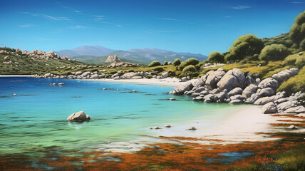 Obraz premium Sardinian Beauty A Sweeping View of La Cinta Strand