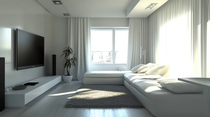 Fototapeta premium Modern Minimalist Living Room Interior Design