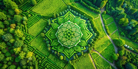 Creative Green Logo Design Featuring Geometric Patterns for Aerial Photography Use