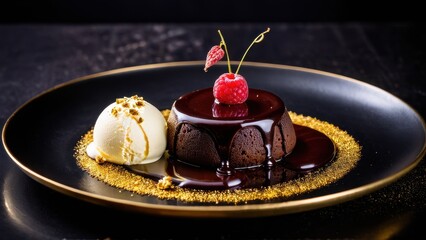 dessert with chocolate and ice cream