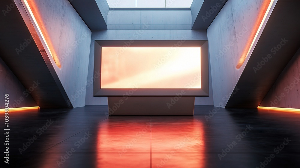 Poster Modern Interior with Futuristic Lighting Effects