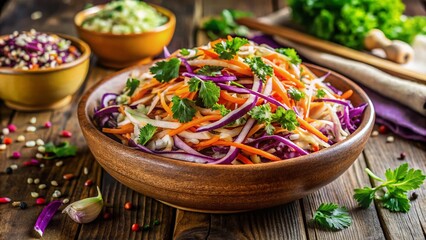Crunchy Cabbage Slaw in a Bowl &ndash; Fresh and Vibrant Salad Photography for Healthy Eating