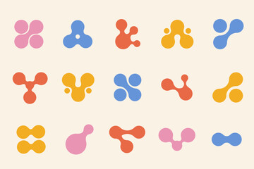 Set of geometric shapes and forms Brutalistic figures bubbles Vector illustration 