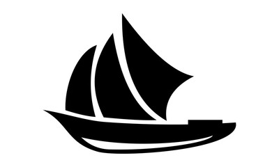 black sailing ship silhouette vector