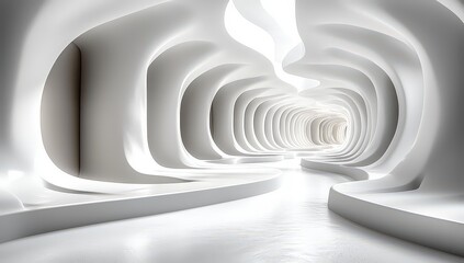 Obraz premium White background with abstract lines and curves, symmetrical composition