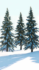 Obraz premium Winter forest silhouettes of fir trees and spruces with wood tree background.