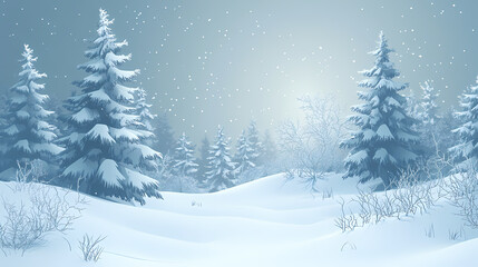 Fototapeta premium Winter forest silhouettes of fir trees and spruces with wood tree background.