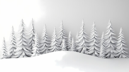 Fototapeta premium Winter forest silhouettes of fir trees and spruces with wood tree background.