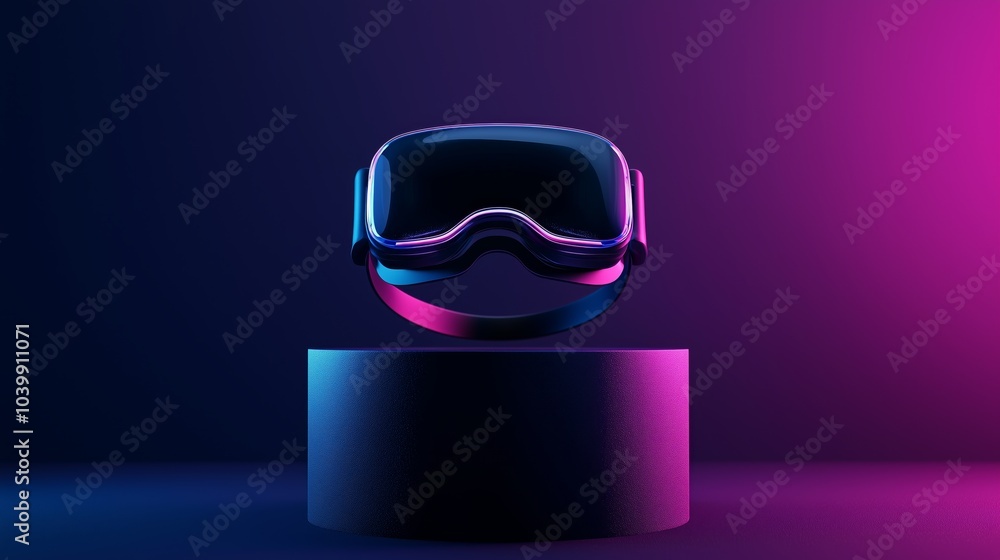 Poster sleek 3d rendering of an empty podium with virtual headset