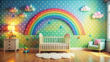 Fototapeta premium Cute Rainbow with Dots for Nursery Decor - Colorful and Whimsical Design for Kids' Rooms