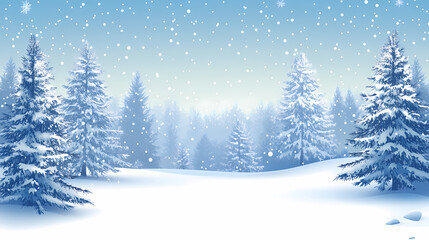Fototapeta premium Winter forest silhouettes of fir trees and spruces with wood tree background.