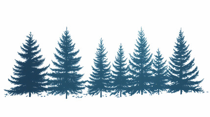 Fototapeta premium Winter forest silhouettes of fir trees and spruces with wood tree background.