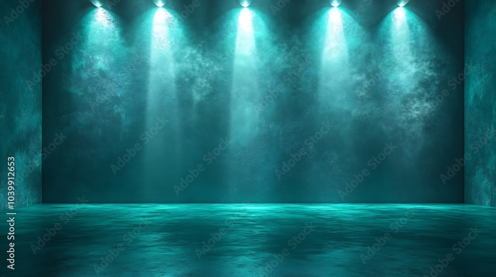 Aufkleber elegant metal shadow gradient studio abstract background with a cool teal wall and floor enriched by