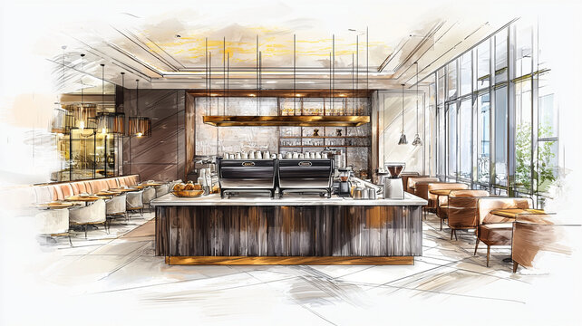 Modern caffee bar in the city