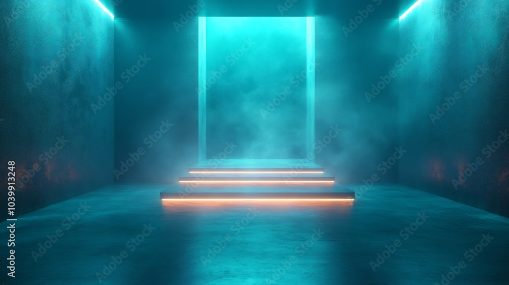 Aufkleber elegant metal shadow gradient studio abstract background with a cool teal wall and floor enriched by