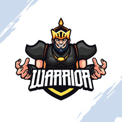 The Golden Crown Giant Warrior in Steel Grey Armor Vector Mascot