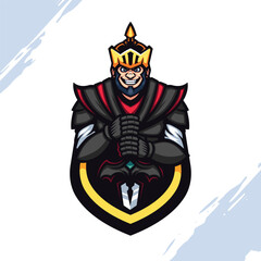 The Golden Crown Warrior in Dark Armor Vector Mascot