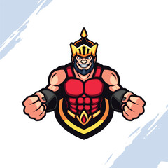 The Golden Crown Warrior in Steel Grey Armor Vector Mascot