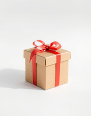 Obraz premium holiday gift box on white background, red gift