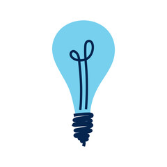 Electric light bulb with blue cold light. Simple minimalistic flat illustration