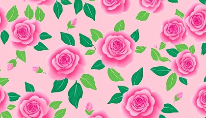 Illustration of cartoon flower and leaf wallpaper, with bright colors and an abstract style