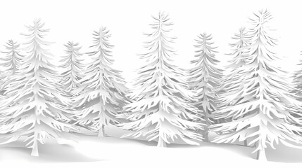 Obraz premium Winter forest silhouettes of fir trees and spruces with wood tree background.