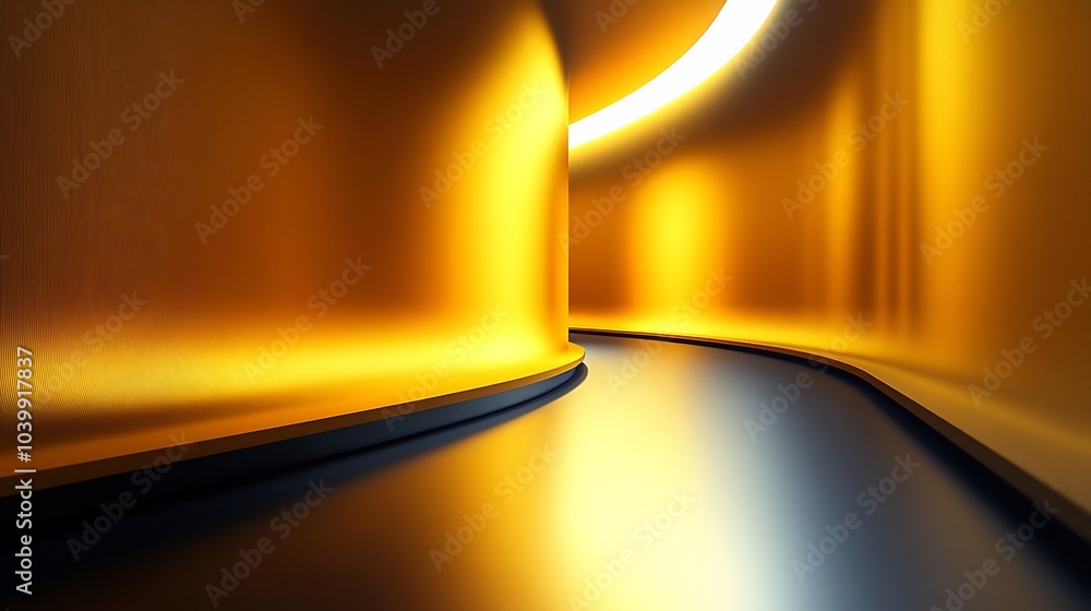 Aufkleber eyecatching metal shadow gradient studio abstract background a bright yellow wall and floor illumina