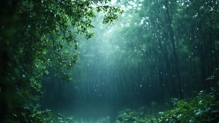 Obraz premium Enchanting rainfall a serene escape into nature's beauty