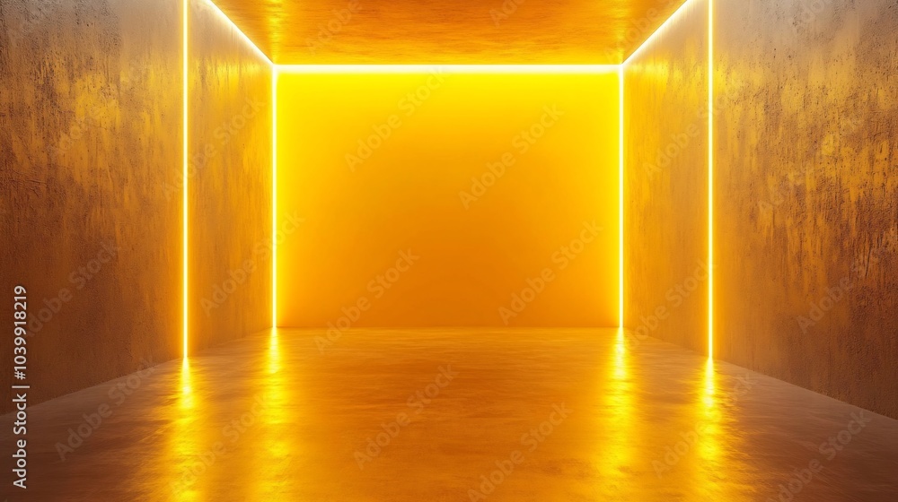 Aufkleber eyecatching metal shadow gradient studio abstract background a bright yellow wall and floor illumina