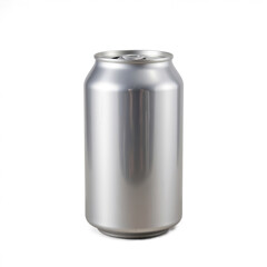 Aluminum can standing up on white background