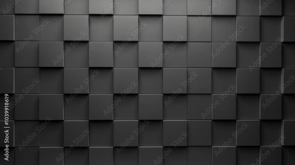 Poster seamless dark gray blocks 3d tile pattern background for modern design - square geometric texture wi
