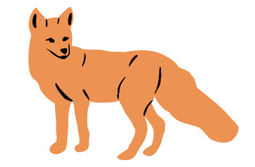 Obraz premium Cute Cartoon Sniffing Fox on Hunt. Vector Illustration Isolated on White Background