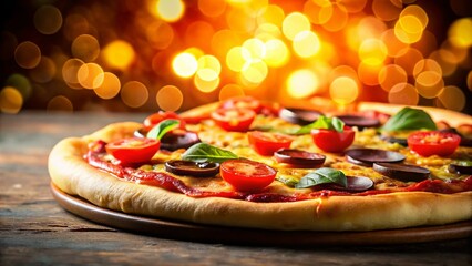 Delicious Pizza Silhouette on White Background - Italian Cuisine Concept - Appetizing Side View