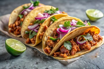 Delicious Tacos with Chili Pepper Meat - Authentic Mexican Cuisine Photography