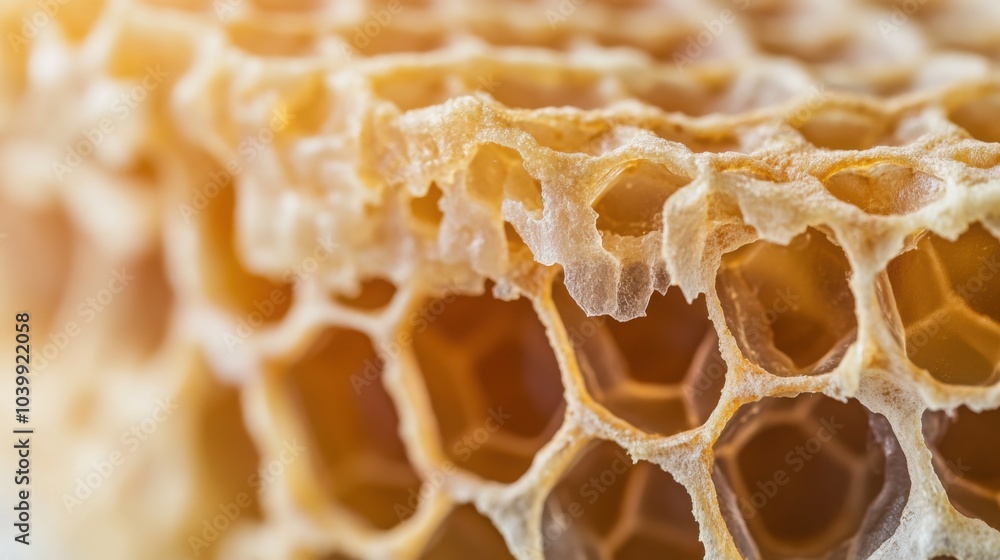 Aufkleber an empty honeycomb, showcasing the natural hexagonal pattern and the intricate structure of the bees