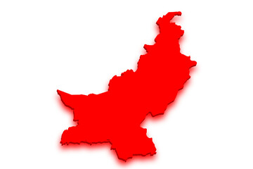 Naklejka premium glowing red solid of the map Pakistan. An abstract image for a geographical design, pak, pk , Islamic republic of Pakistan