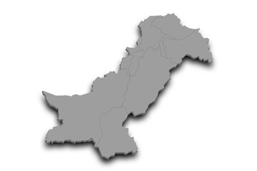 Obraz premium 3d Map of Pakistan country with color. pak, PK, Islamic republic of Pakistan