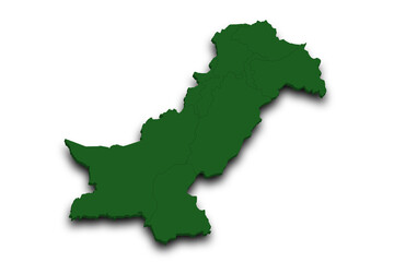 3d Map of Pakistan country with color. pak, PK, Islamic republic of Pakistan