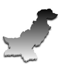  Pakistan country 3d map with color. pak, PK, Islamic republic of Pakistan