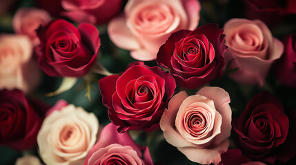 Obraz premium red and yellow roses bouquet background