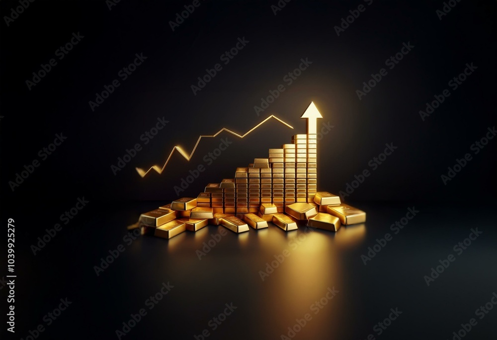 Poster A gold bar graph with an upward pointing arrow representing growth and prosperity.