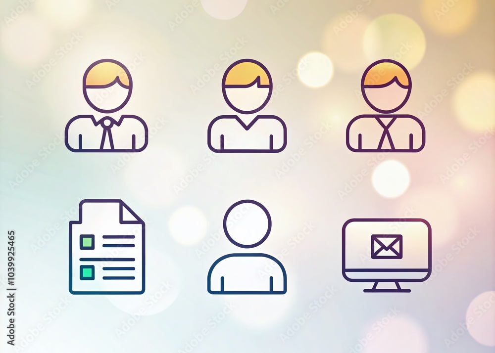Poster diverse admin icons in outline, filled, two-color styles for web and mobile use, editable vectors on