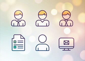 Diverse Admin Icons in Outline, Filled, Two-Color Styles for Web and Mobile Use, Editable Vectors on White Background