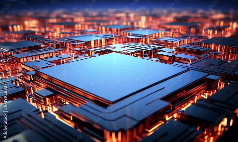 Aufkleber high-tech circuit network video animation. radiating data activity flow. dynamic semiconductor anima