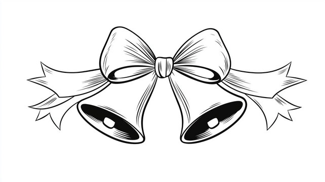 Elegant Bells with Ribbon Bow Illustration