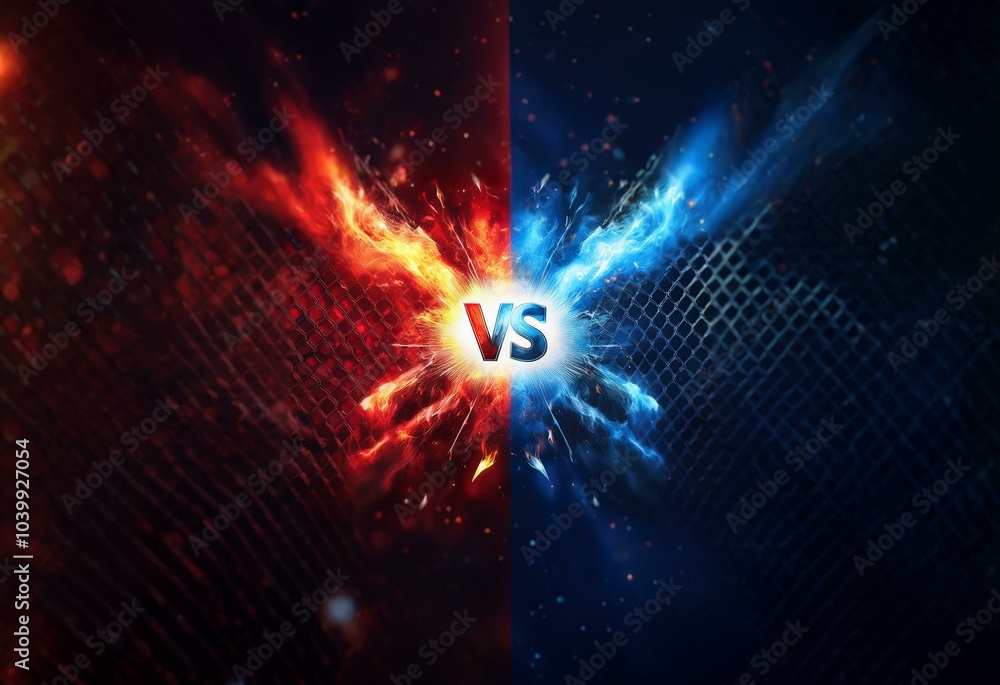 Poster A digital image of a glowing red fire on the left and blue ice on the right, both expanding outward from a central point where the words 