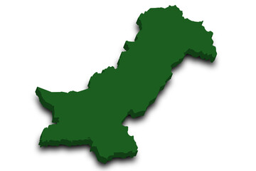 3d Map of Pakistan country with color. pak, PK, Islamic republic of Pakistan